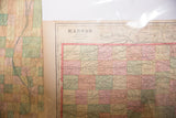 Cram's 1907 Kansas map detail, highlighting central-western counties with soft, faded colors.