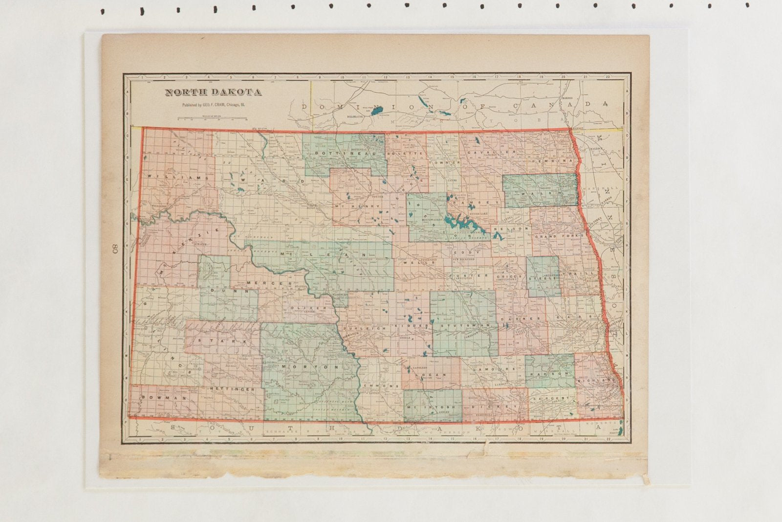 Map of Minnesota Cram's Unrivaled Atlas of the World 1907 Edition