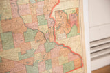 Vintage 1907 Minnesota map detail, central counties in soft pastel colors.