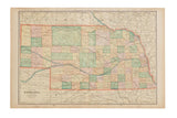 Cram's 1907 Map of Nebraska, showing pastel county divisions on aged paper.