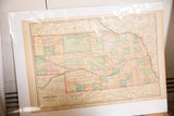 Detailed view of Cram's 1907 Nebraska map, showing central-right counties and aged patina.