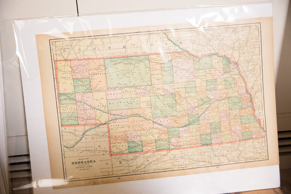 Map of Nebraska Cram's Unrivaled Atlas of the World 1907 Edition