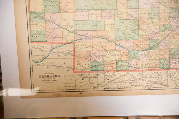 Map of Nebraska Cram's Unrivaled Atlas of the World 1907 Edition