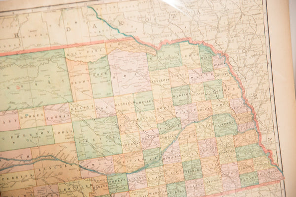 Map of Nebraska Cram's Unrivaled Atlas of the World 1907 Edition