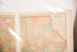 The two atlas sheets of Cram's 1907 Map of Iowa laid out with a center seam.