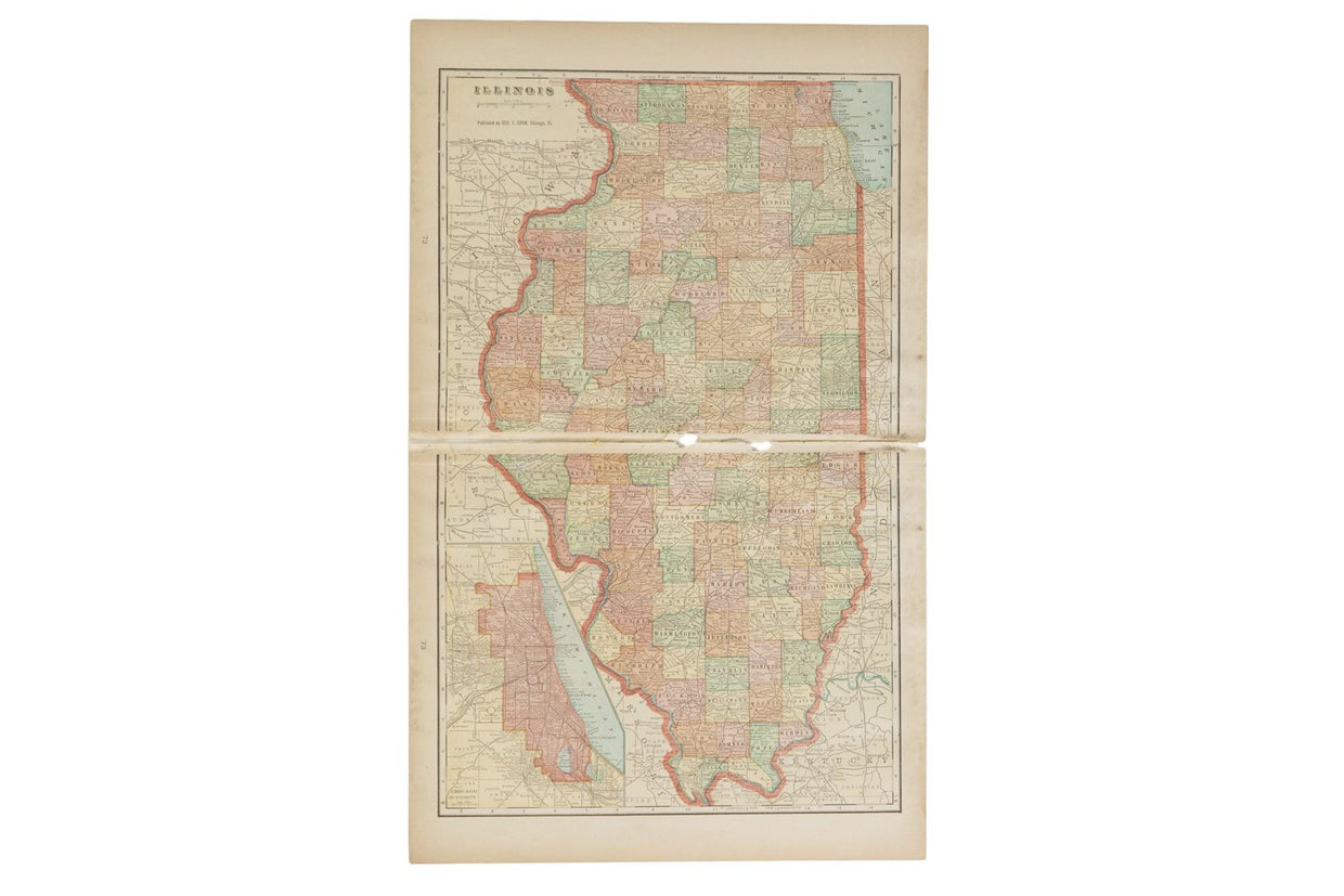 Map of Illinois Cram's Unrivaled Atlas of the World 1907 Edition