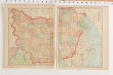 The vintage 1907 Illinois map shown with its adjoining Wisconsin map page from Cram's atlas.