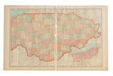 The complete two-page spread of Cram's 1907 Illinois map, showing aged paper and wear at the center binding.