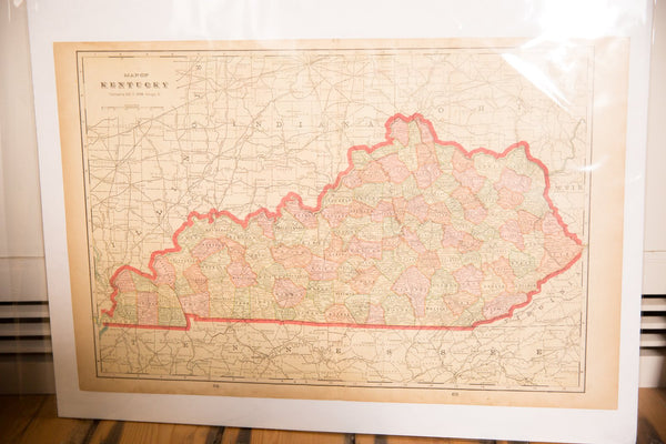 Map of Kentucky Cram's Unrivaled Atlas of the World 1907 Edition