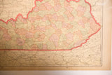 Detail of Cram's 1907 Kentucky map, lower right showing page 69 and pastel tones.