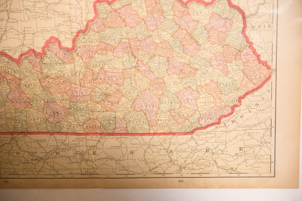 Map of Kentucky Cram's Unrivaled Atlas of the World 1907 Edition