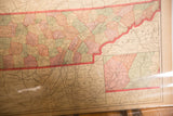 Lower right detail of the 1907 Tennessee map with red borders and faded hues.