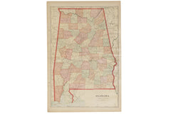 Map of Alabama Cram's Unrivaled Atlas of the World 1907 Edition