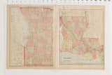 Vintage two-page map spread from Cram's 1907 Atlas, showing Alabama and Louisiana.
