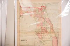 Map of Florida Cram's Unrivaled Atlas of the World 1907 Edition