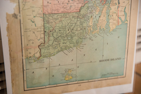 Map of Rhode Island Cram's Unrivaled Atlas of the World 1907 Edition