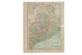 Cram's 1907 Map of Maine, with pastel-colored counties and visible aged edges.