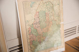 Close-up of aged left edge of Cram's 1907 Maine map with visible discoloration.