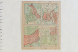Full aged atlas page from 1907 with four distinct maps and page number 22.