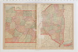 Open view of 1907 Cram's Virginia map, featuring pastel hues and central fold wear.
