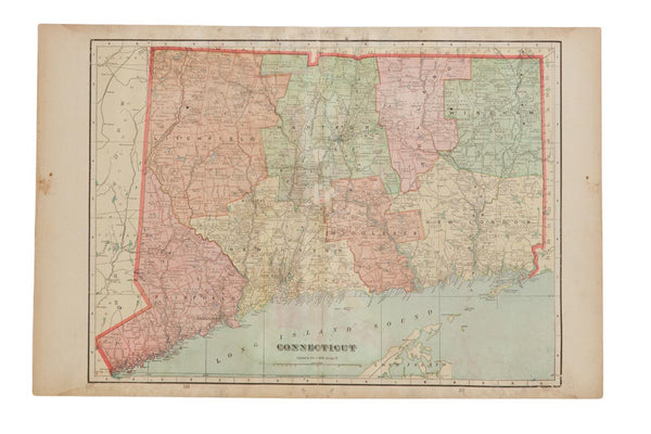 Map of Connecticut Cram's Unrivaled Atlas of the World 1907 Edition