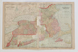 Unfolded 1907 Cram's map of Connecticut and surrounding states with visible fold wear.