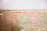 Central portion of Cram's 1907 Connecticut map with faded beige and pink hues.