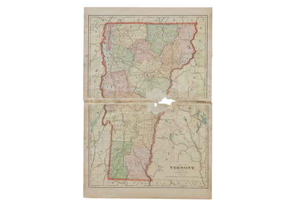 Map of Vermont Cram's Unrivaled Atlas of the World 1907 Edition