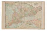 Vintage Cram's 1907 Map of Ontario showing pastel regions, red borders, and aged paper.
