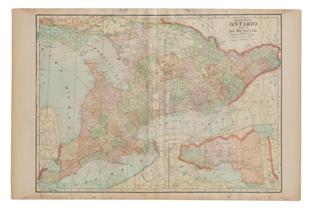 Map of Ontario Cram's Unrivaled Atlas of the World 1907 Edition