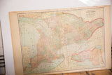 Vintage 1907 Cram's Ontario map with pastel regional colors and aged paper patina.