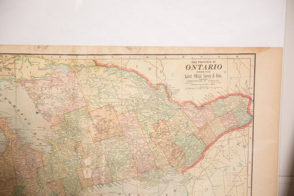 Map of Ontario Cram's Unrivaled Atlas of the World 1907 Edition