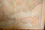 Section of the 1907 Ontario map, showing page 19, Thunder Bay District, and patina.