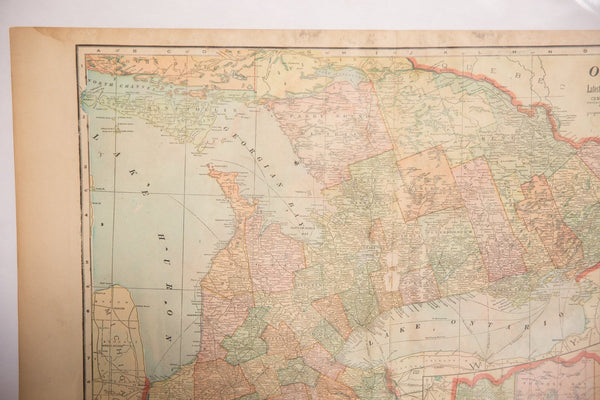 Map of Ontario Cram's Unrivaled Atlas of the World 1907 Edition