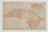 Open 1907 atlas pages showing Southern states and Delaware maps with visible tear and crease.