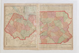 Cram's 1907 atlas pages with New Jersey and Pennsylvania maps, soft pastel colors.
