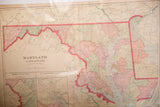 Cram's 1907 Maryland map, lower left with District of Columbia and Baltimore vicinity insets.