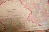 Aged 1907 Maryland map detail with red county outlines and Potomac River, page 45.