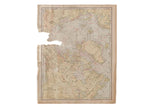 1907 Cram's map of North Polar Regions, faded colors, aged paper, and torn left edge.