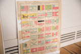Vintage Flags of Nations map, right side with Great Britain, Japan, Mexico flags, showing aged patina.