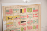 Cram's 1907 Flags of Nations map detail showing muted colors and aged, worn paper edges.