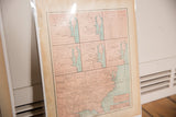 An antique 1907 map of the eastern USA by Cram, showing states in pink with blue waterways on aged paper.