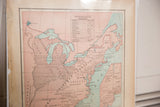 1907 Cram's map showing Great Lakes, Northwest Territory, Constitution table, and aged hues.