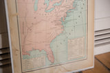 Bottom right of 1907 US map, showing colonial settlement table and Gulf of Mexico.
