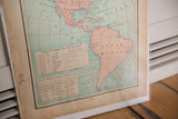Bottom right detail of Cram's 1907 Americas map, showing pale blue ocean, text, page 205.