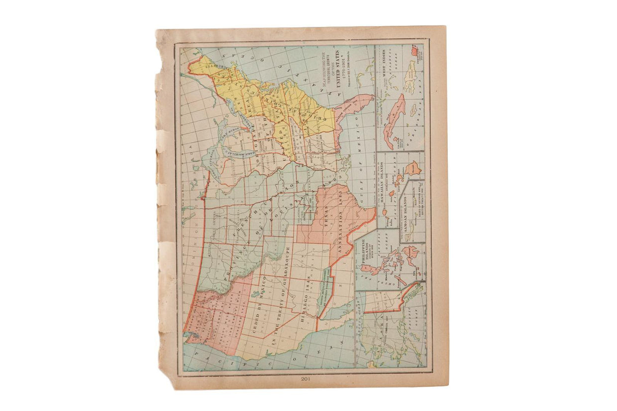 Map of United States of America Cram's Unrivaled Atlas of the World 1907 Edition