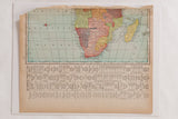 Aged 1907 atlas page: a colorful map of Africa with detailed index text.