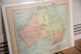 Detail of Cram's 1907 Australia map, showing Western Australia in pastel pink with page 192.