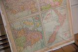 Detail of Cram's 1907 map featuring pink New Zealand, Fiji Islands, and aged paper.