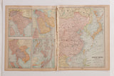 Open 1907 atlas showing Chinese Empire Korea map with faded pastel regions.
